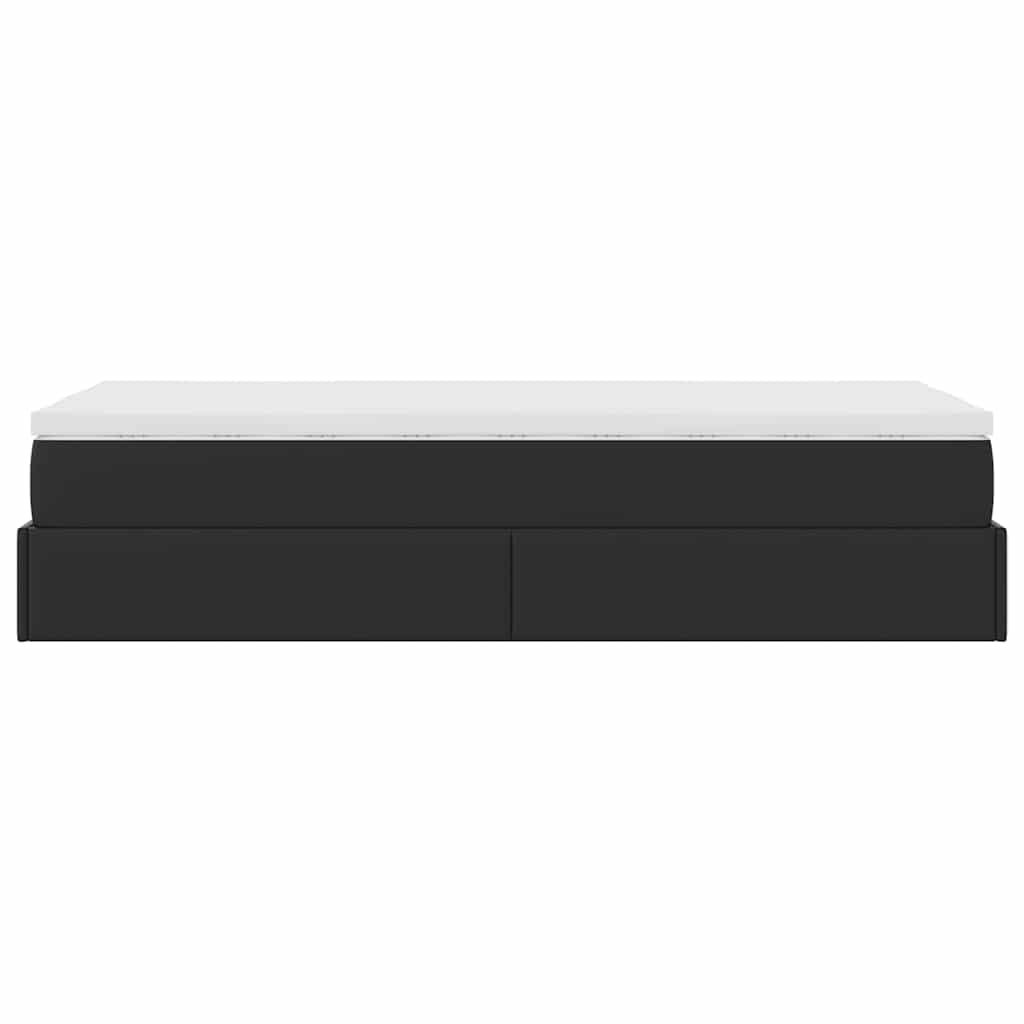 Cadre de lit ottoman avec matelas noir 90x190 cm similicuir - XIOS