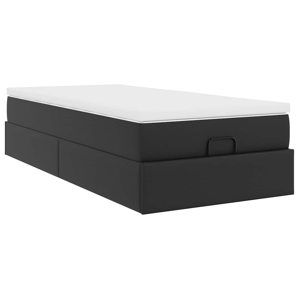 Cadre de lit ottoman avec matelas noir 90x190 cm similicuir - XIOS