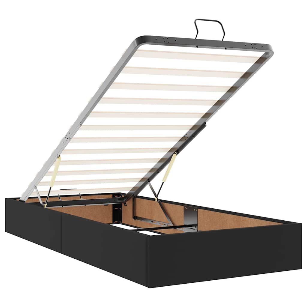 Cadre de lit ottoman avec matelas noir 90x190 cm similicuir - XIOS
