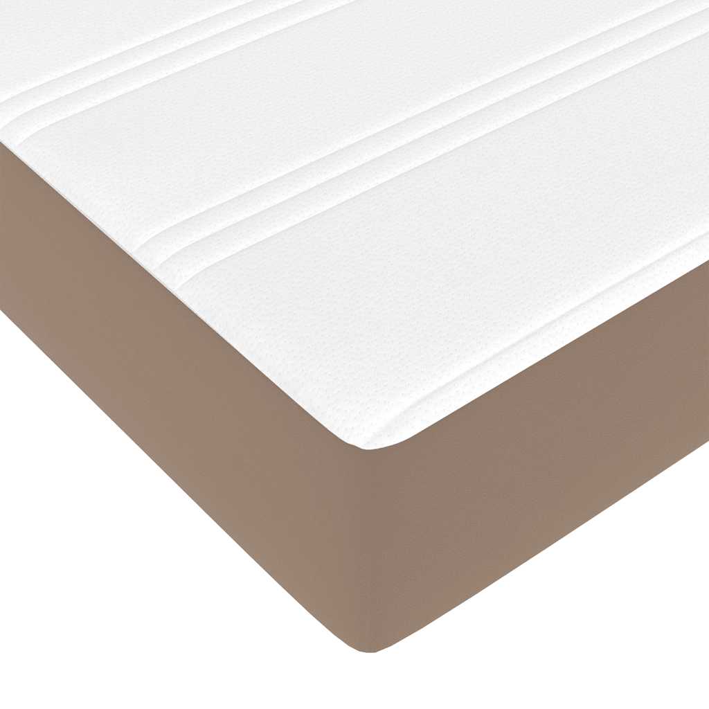 Cadre de lit ottoman et matelas cappuccino 90x200 cm similicuir