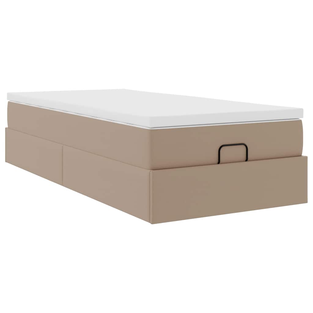 Cadre de lit ottoman et matelas cappuccino 90x200 cm similicuir - XIOS