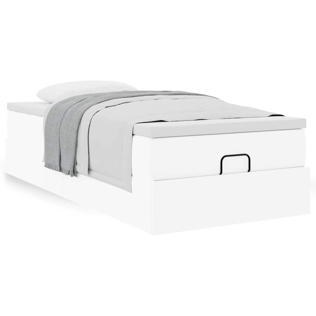 Cadre de lit ottoman avec matelas blanc 100x200 cm similicuir - XIOS