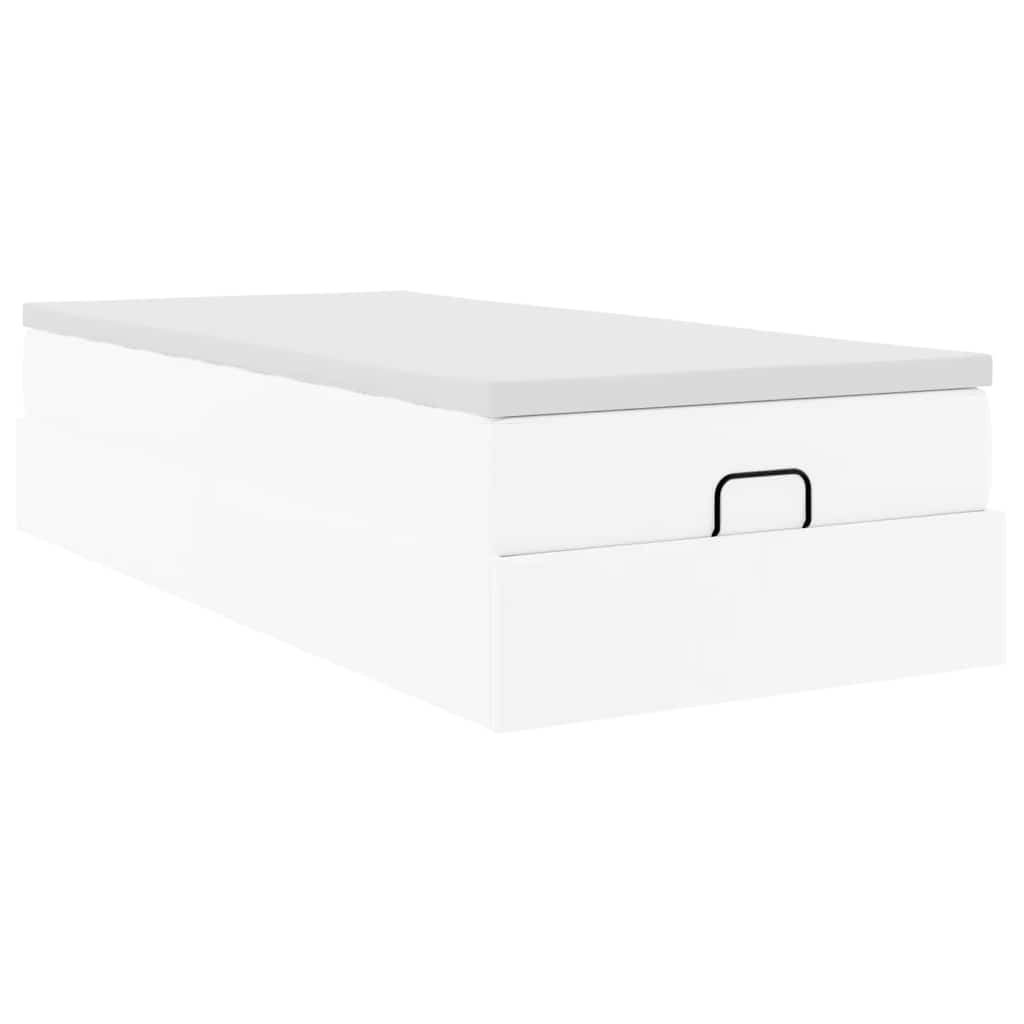 Cadre de lit ottoman avec matelas blanc 100x200 cm similicuir - XIOS