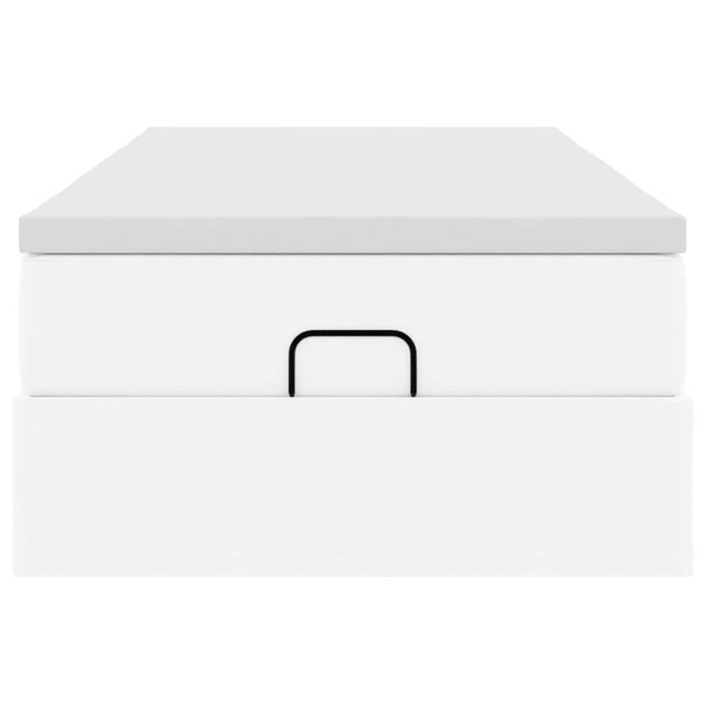 Cadre de lit ottoman avec matelas blanc 100x200 cm similicuir - XIOS