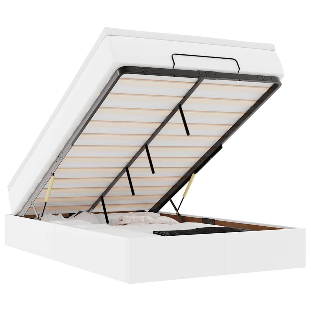 Cadre de lit ottoman avec matelas blanc 120x190 cm similicuir - XIOS
