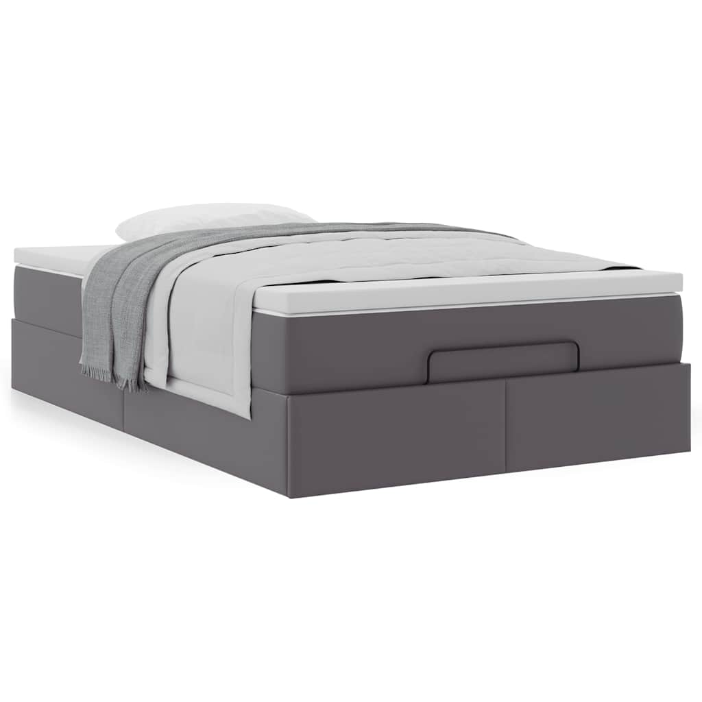 Cadre de lit ottoman avec matelas gris 120x190 cm similicuir - XIOS