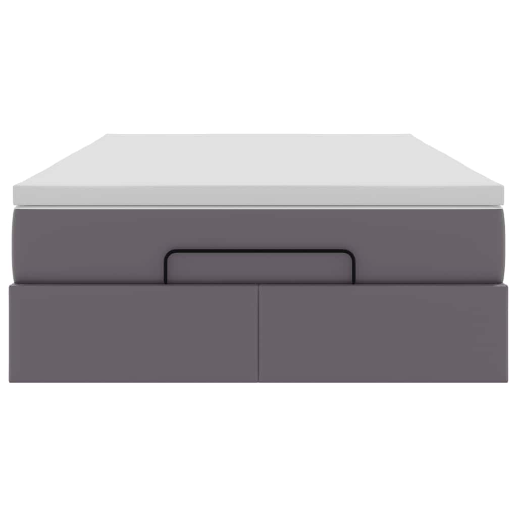 Cadre de lit ottoman avec matelas gris 120x190 cm similicuir - XIOS