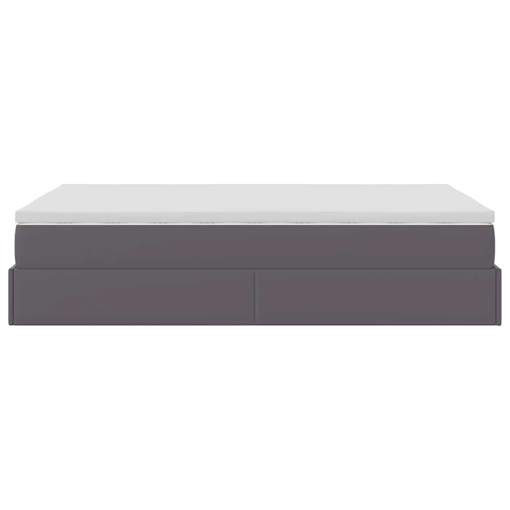 Cadre de lit ottoman avec matelas gris 120x190 cm similicuir - XIOS