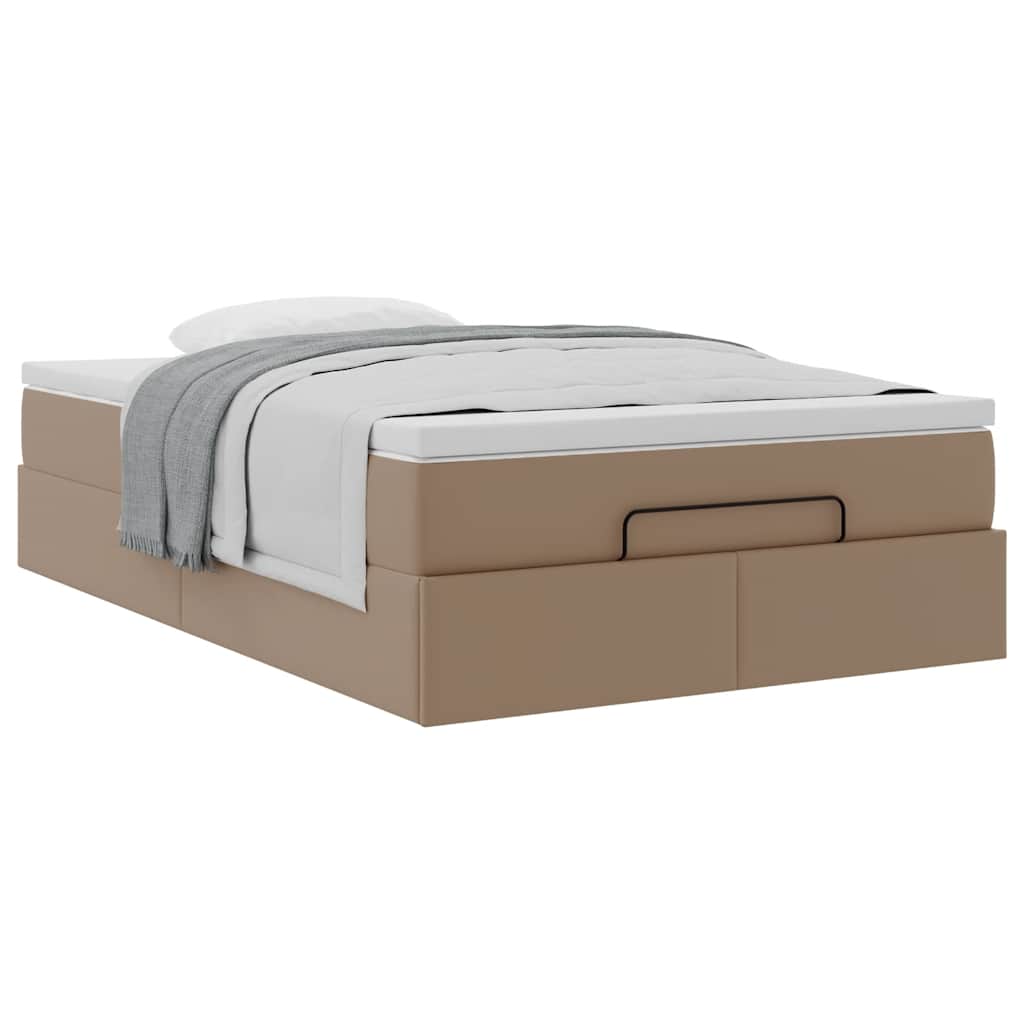 Cadre de lit ottoman et matelas cappuccino 120x190cm similicuir - XIOS