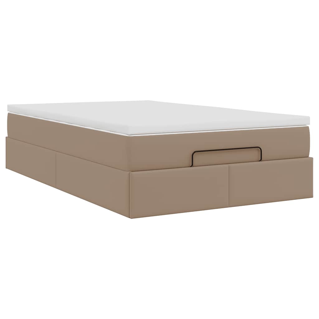 Cadre de lit ottoman et matelas cappuccino 120x190cm similicuir - XIOS