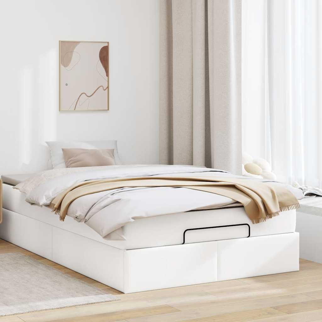 Cadre de lit ottoman avec matelas blanc 120x200 cm similicuir - XIOS