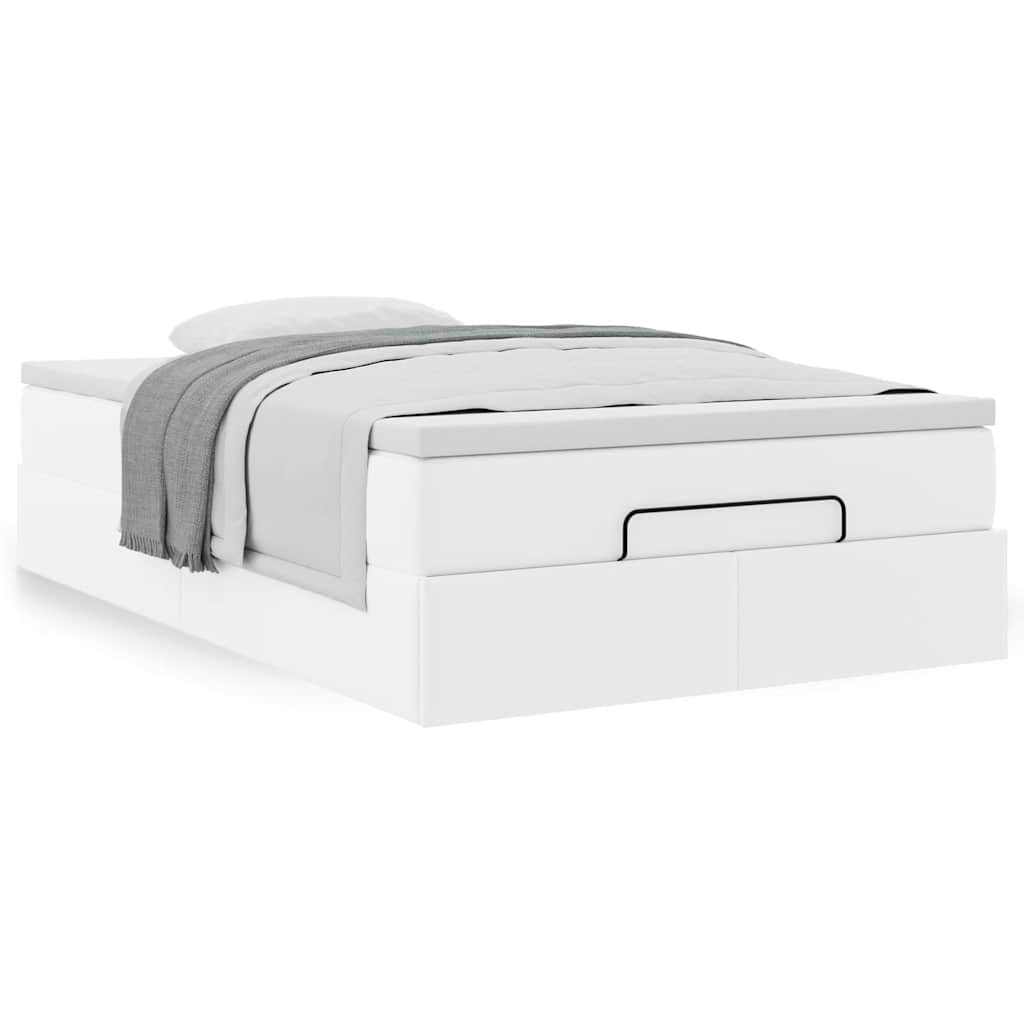 Cadre de lit ottoman avec matelas blanc 120x200 cm similicuir - XIOS