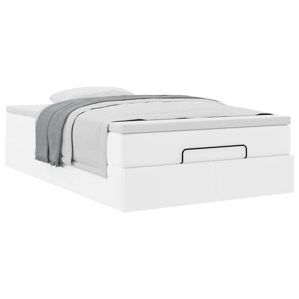 Cadre de lit ottoman avec matelas blanc 120x200 cm similicuir - XIOS