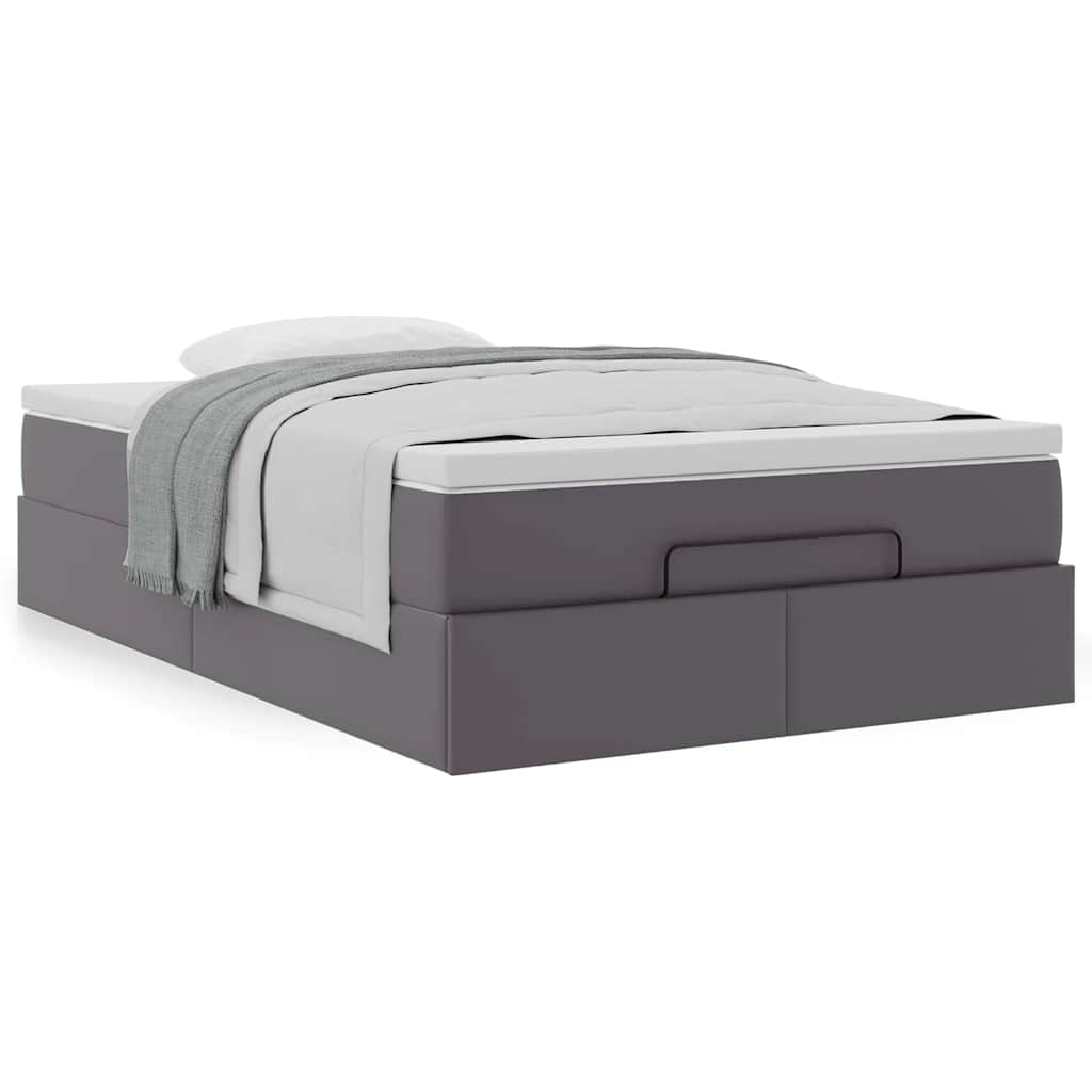 Cadre de lit ottoman avec matelas gris 120x200 cm similicuir - XIOS