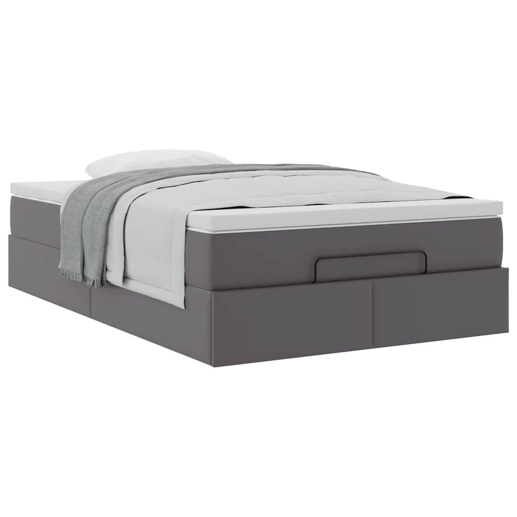 Cadre de lit ottoman avec matelas gris 120x200 cm similicuir - XIOS