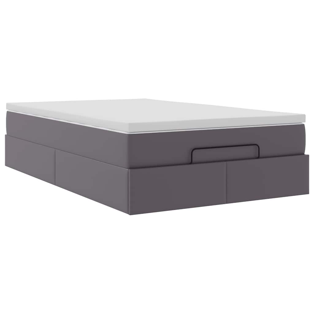 Cadre de lit ottoman avec matelas gris 120x200 cm similicuir - XIOS