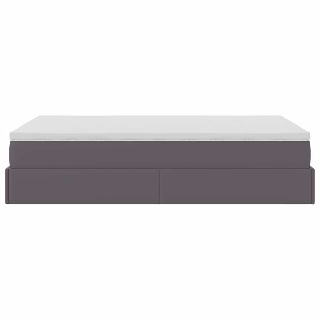 Cadre de lit ottoman avec matelas gris 120x200 cm similicuir - XIOS