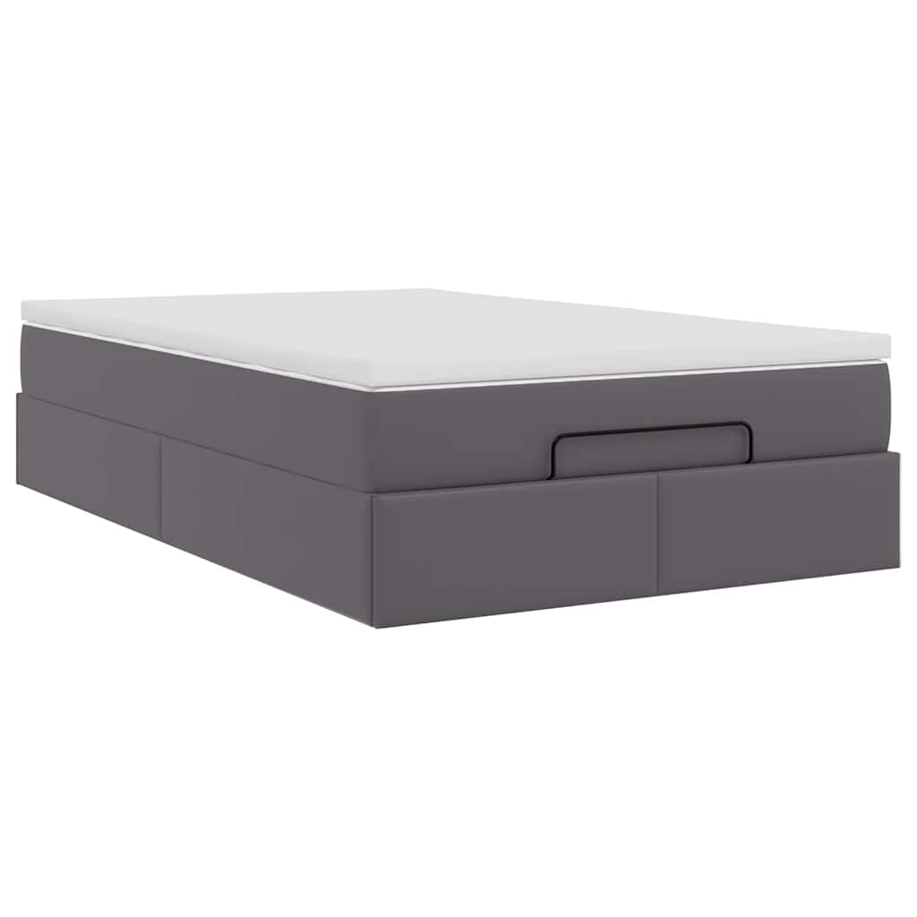 Cadre de lit ottoman avec matelas gris 120x200 cm similicuir - XIOS