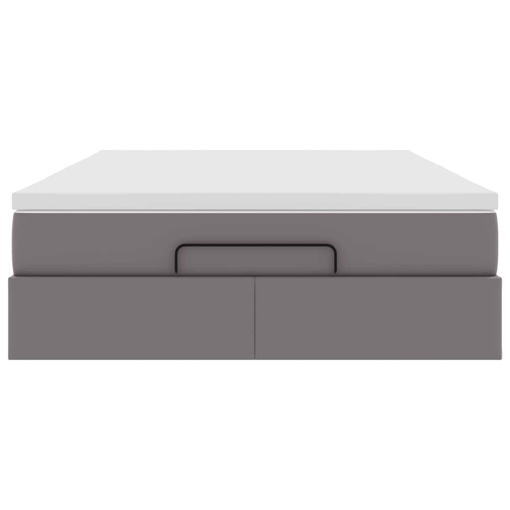 Cadre de lit ottoman avec matelas gris 140x190 cm similicuir - XIOS