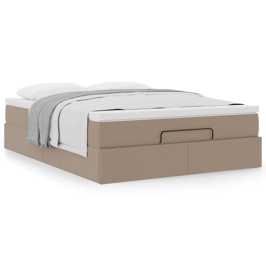 Cadre de lit ottoman et matelas cappuccino 140x200cm similicuir - XIOS
