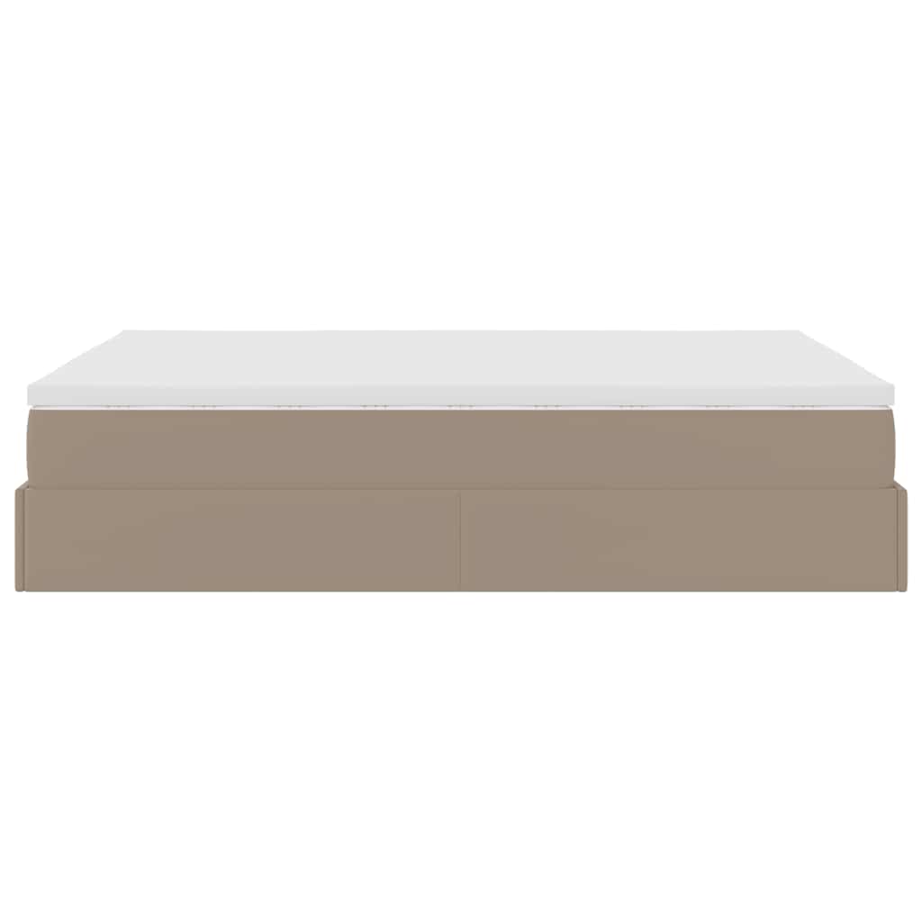 Cadre de lit ottoman et matelas cappuccino 140x200cm similicuir - XIOS
