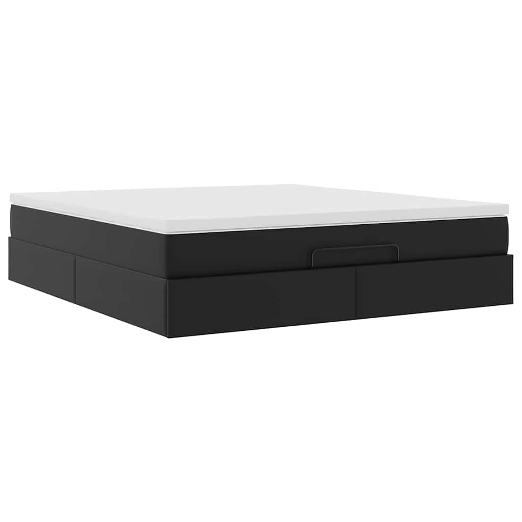 Cadre de lit ottoman avec matelas noir 160x200 cm similicuir