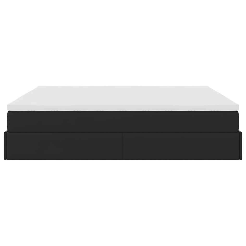 Cadre de lit ottoman avec matelas noir 160x200 cm similicuir