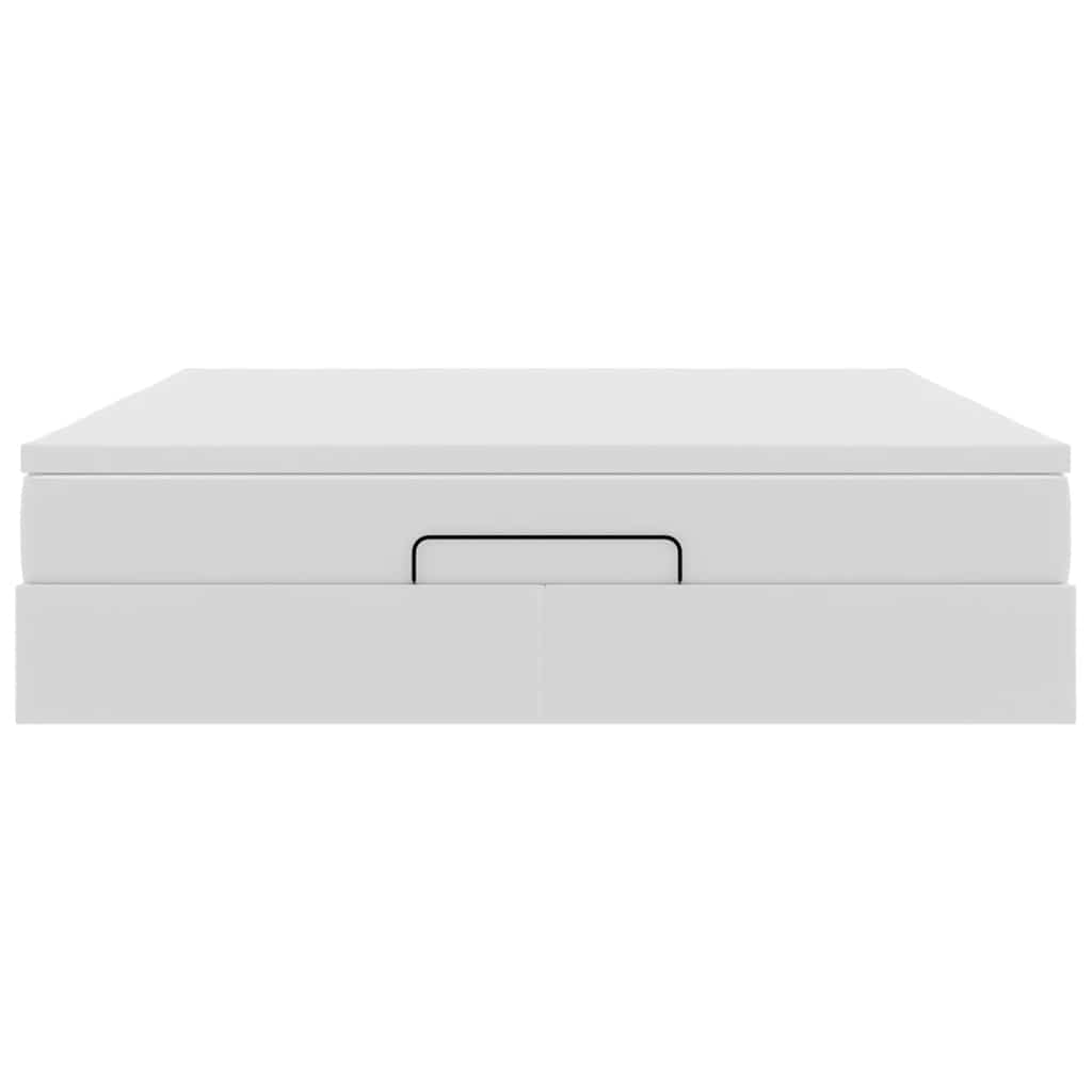 Cadre de lit ottoman avec matelas blanc 160x200 cm similicuir - XIOS