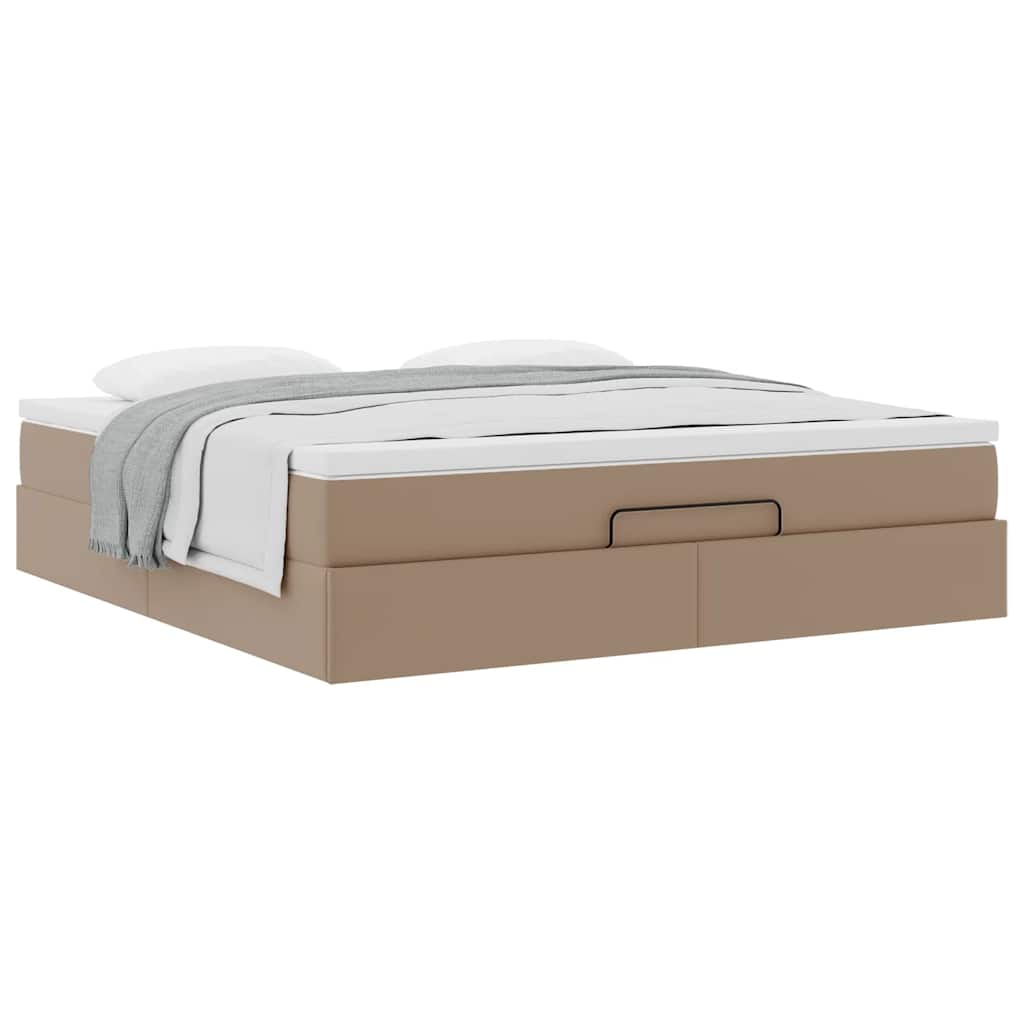 Cadre de lit ottoman et matelas cappuccino 160x200cm similicuir - XIOS