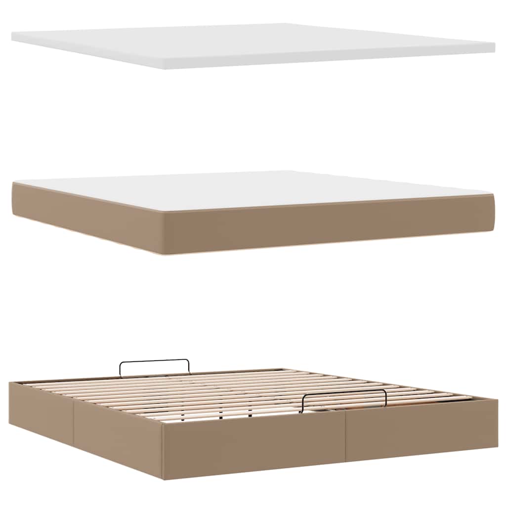 Cadre de lit ottoman et matelas cappuccino 160x200cm similicuir - XIOS