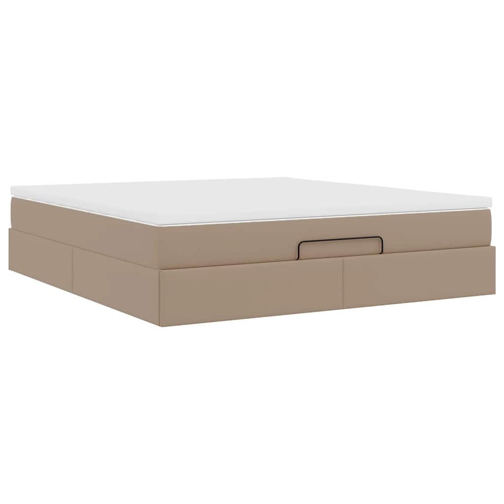 Cadre de lit ottoman et matelas cappuccino 160x200cm similicuir - XIOS