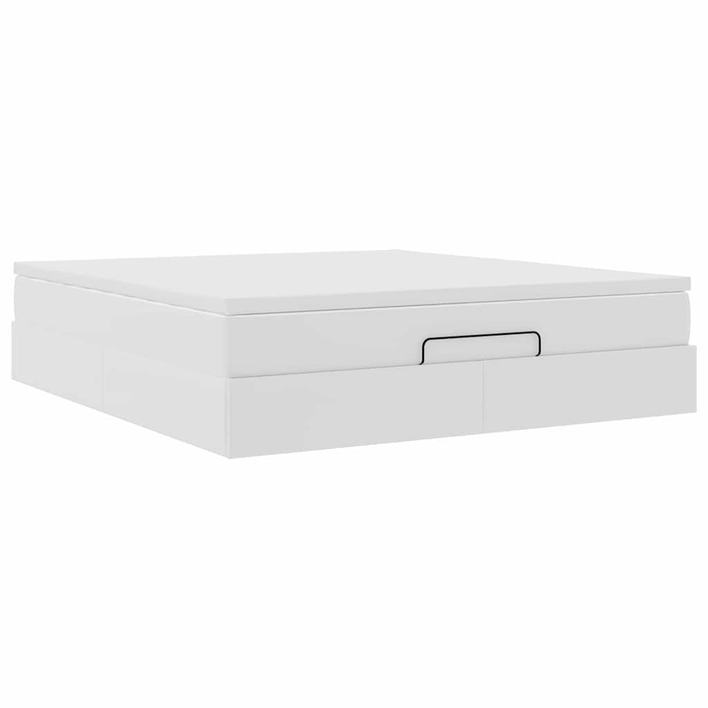 Cadre de lit ottoman avec matelas blanc 180x200 cm similicuir - XIOS