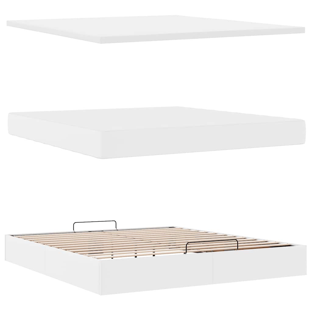 Cadre de lit ottoman avec matelas blanc 180x200 cm similicuir - XIOS
