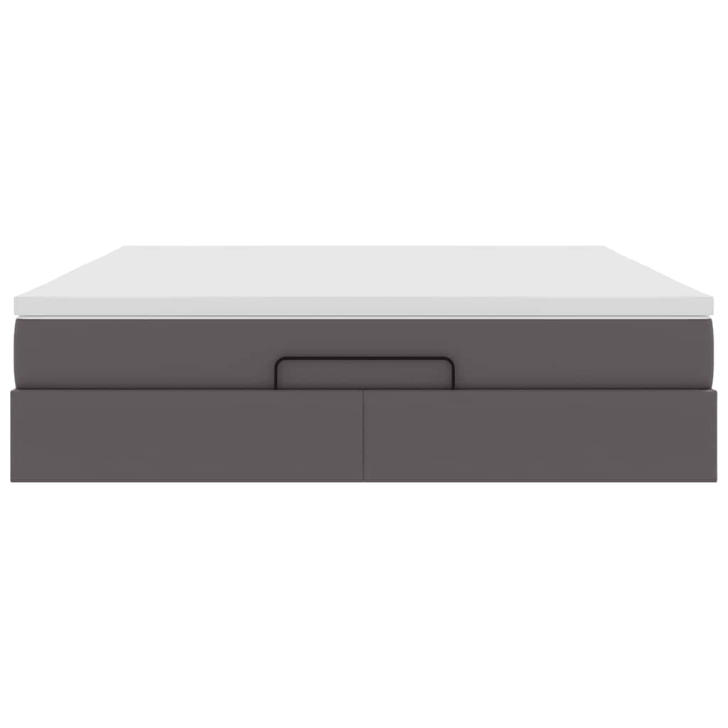 Cadre de lit ottoman avec matelas gris 180x200 cm similicuir - XIOS
