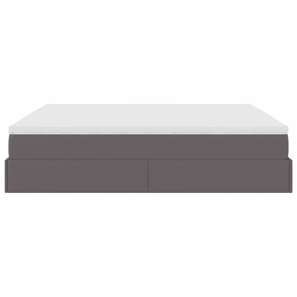 Cadre de lit ottoman avec matelas gris 180x200 cm similicuir - XIOS