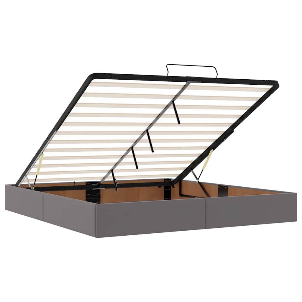 Cadre de lit ottoman avec matelas gris 180x200 cm similicuir - XIOS