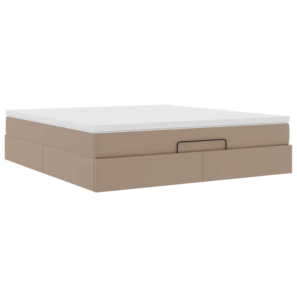 Cadre de lit ottoman et matelas cappuccino 180x200cm similicuir