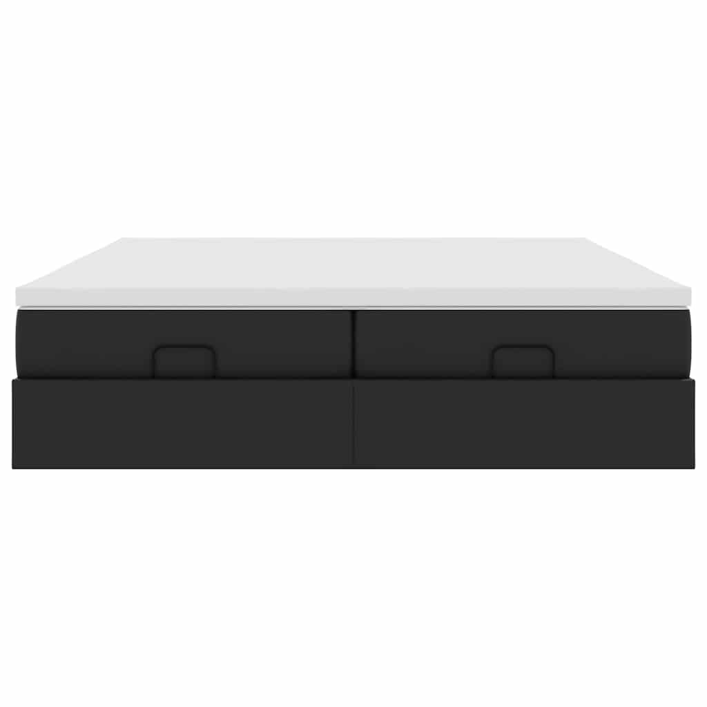 Cadre de lit ottoman avec matelas noir 200x200 cm similicuir - XIOS