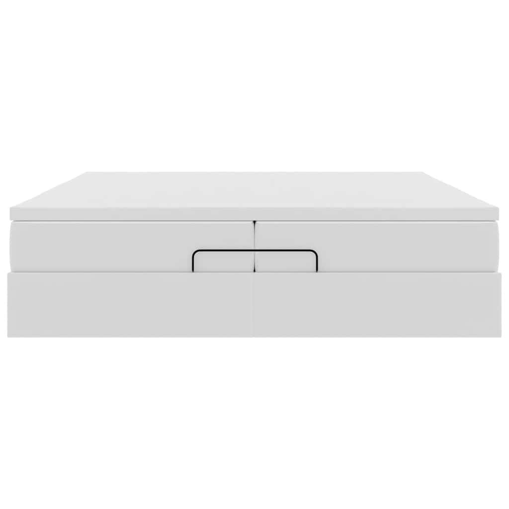 Cadre de lit ottoman avec matelas blanc 200x200 cm similicuir - XIOS