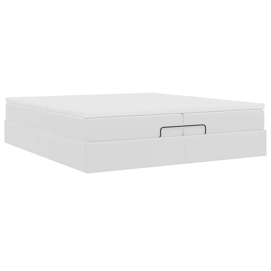 Cadre de lit ottoman avec matelas blanc 200x200 cm similicuir - XIOS