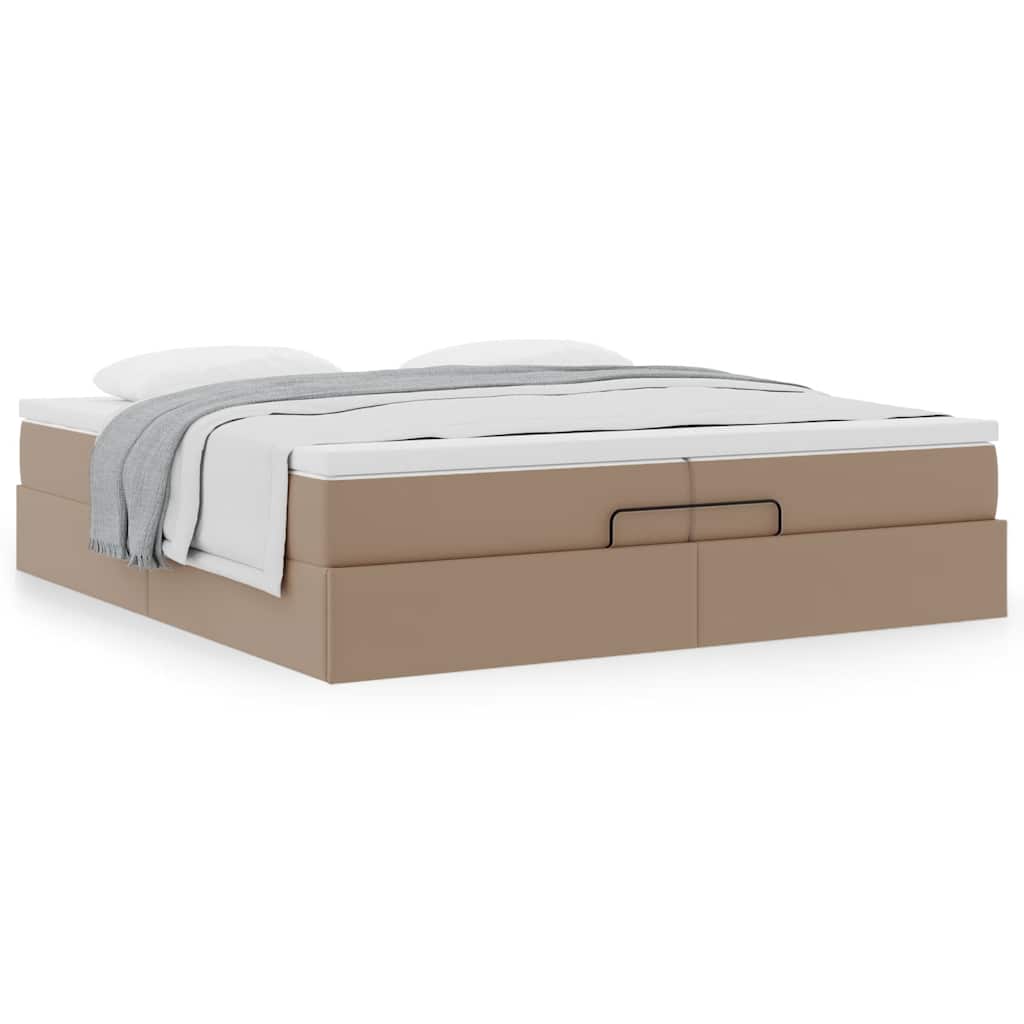 Cadre de lit ottoman et matelas cappuccino 200x200cm similicuir - XIOS