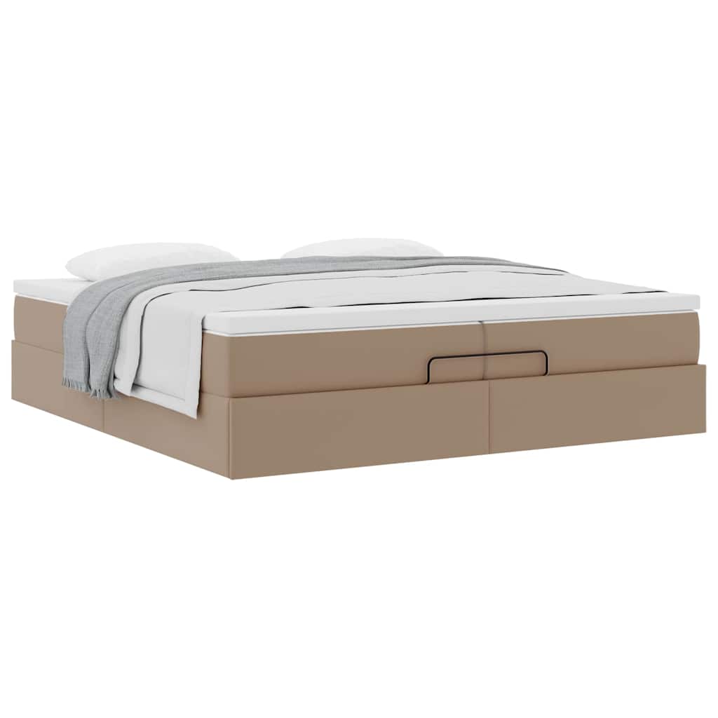 Cadre de lit ottoman et matelas cappuccino 200x200cm similicuir - XIOS