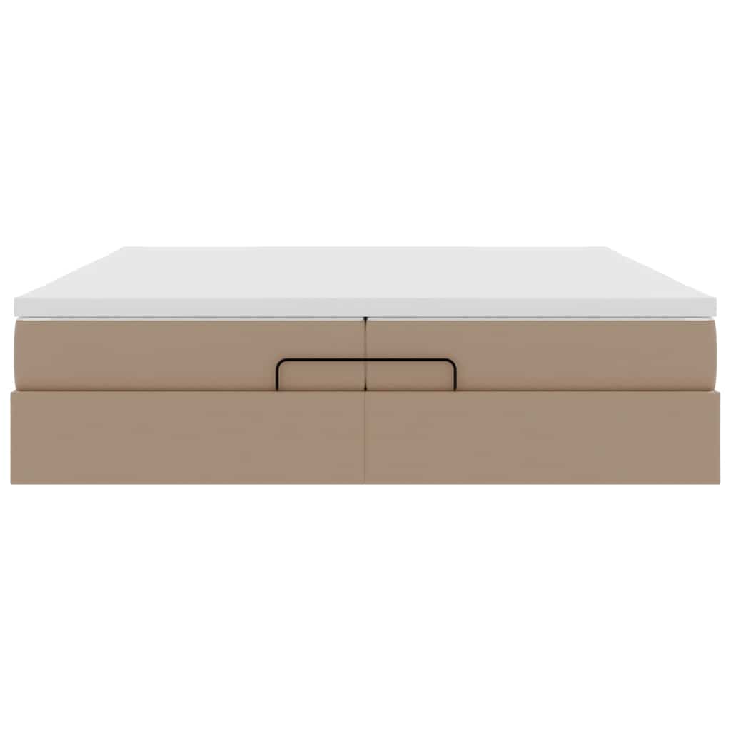 Cadre de lit ottoman et matelas cappuccino 200x200cm similicuir - XIOS