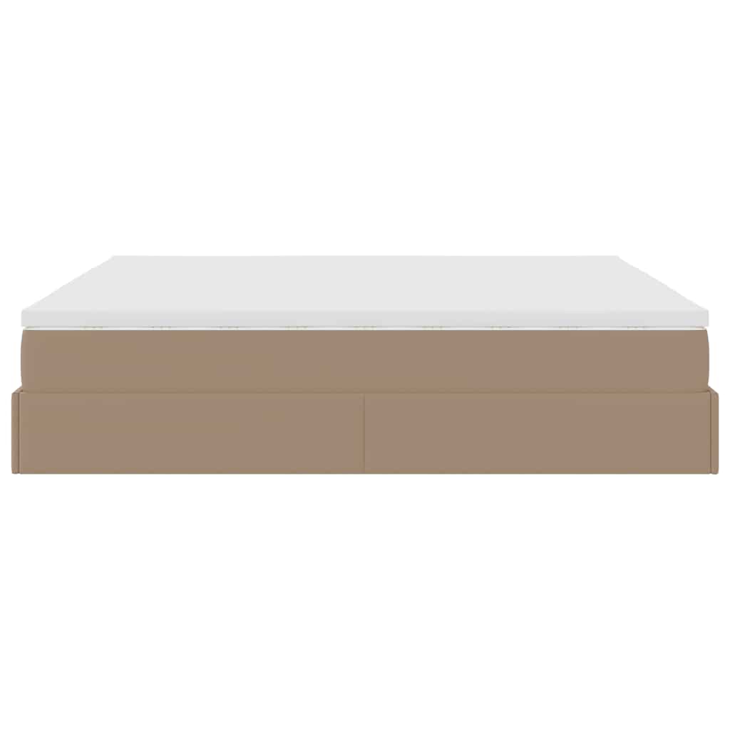 Cadre de lit ottoman et matelas cappuccino 200x200cm similicuir - XIOS