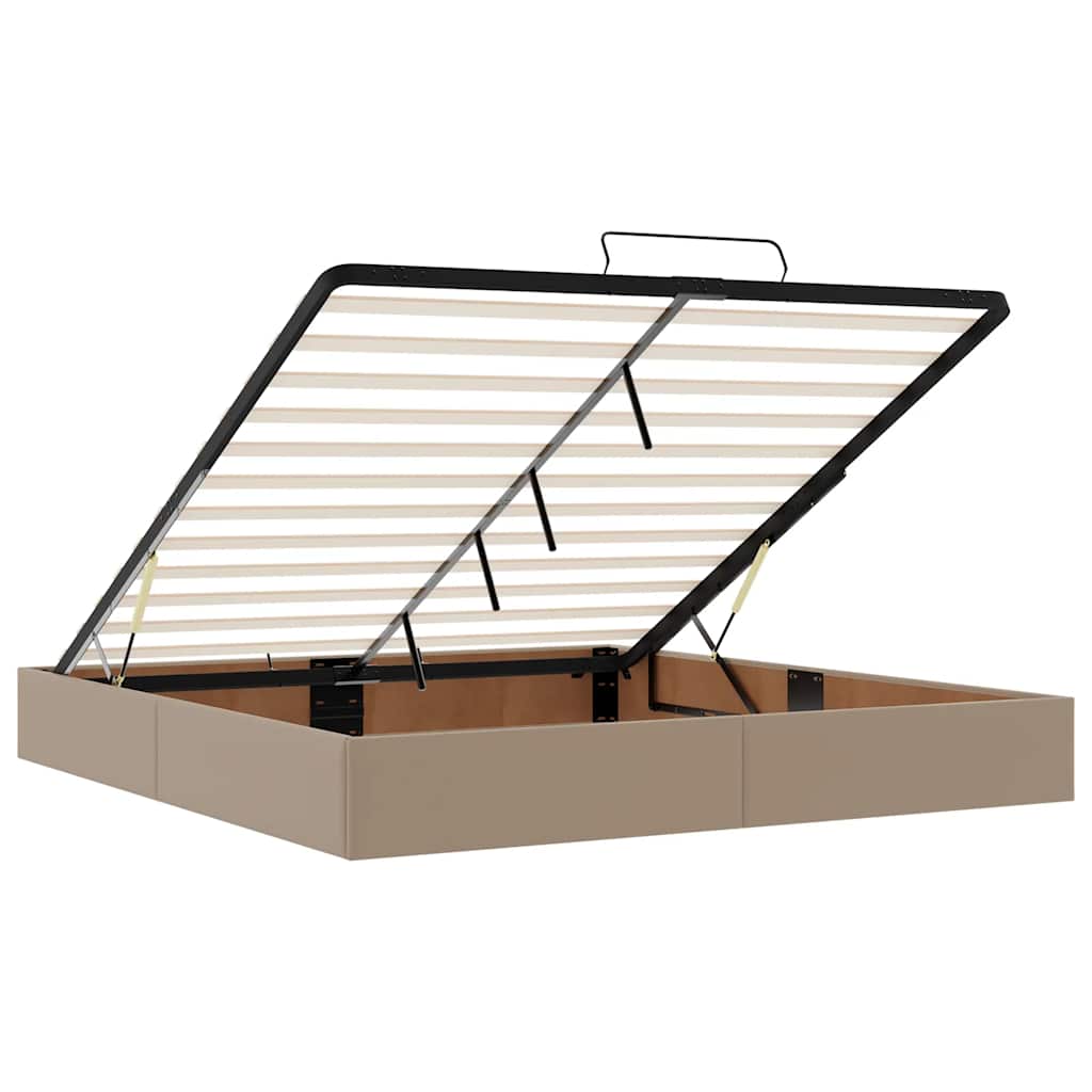 Cadre de lit ottoman et matelas cappuccino 200x200cm similicuir - XIOS