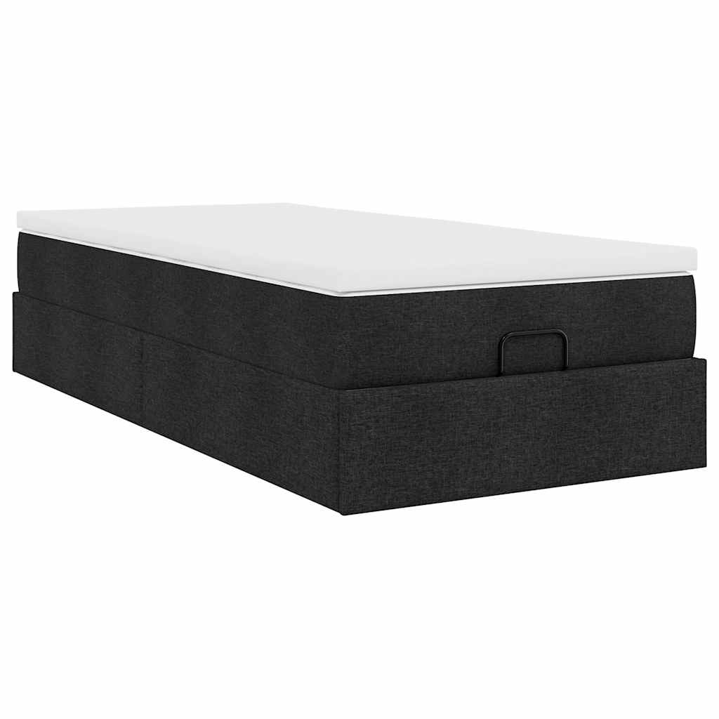 Cadre de lit ottoman avec matelas noir 80x200 cm tissu - XIOS