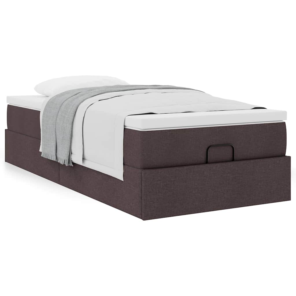 Cadre de lit ottoman avec matelas marron foncé 80x200 cm tissu - XIOS