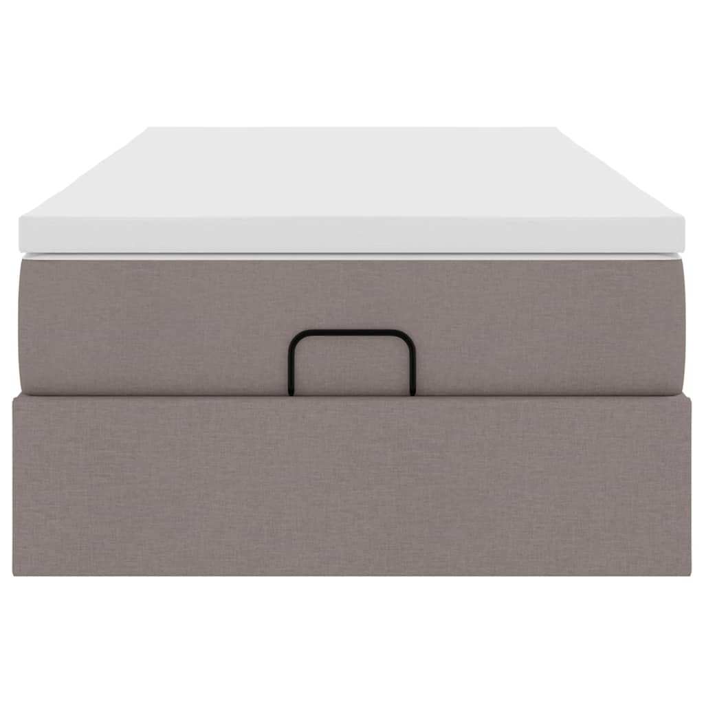 Cadre de lit ottoman avec matelas taupe 80x200 cm tissu - XIOS