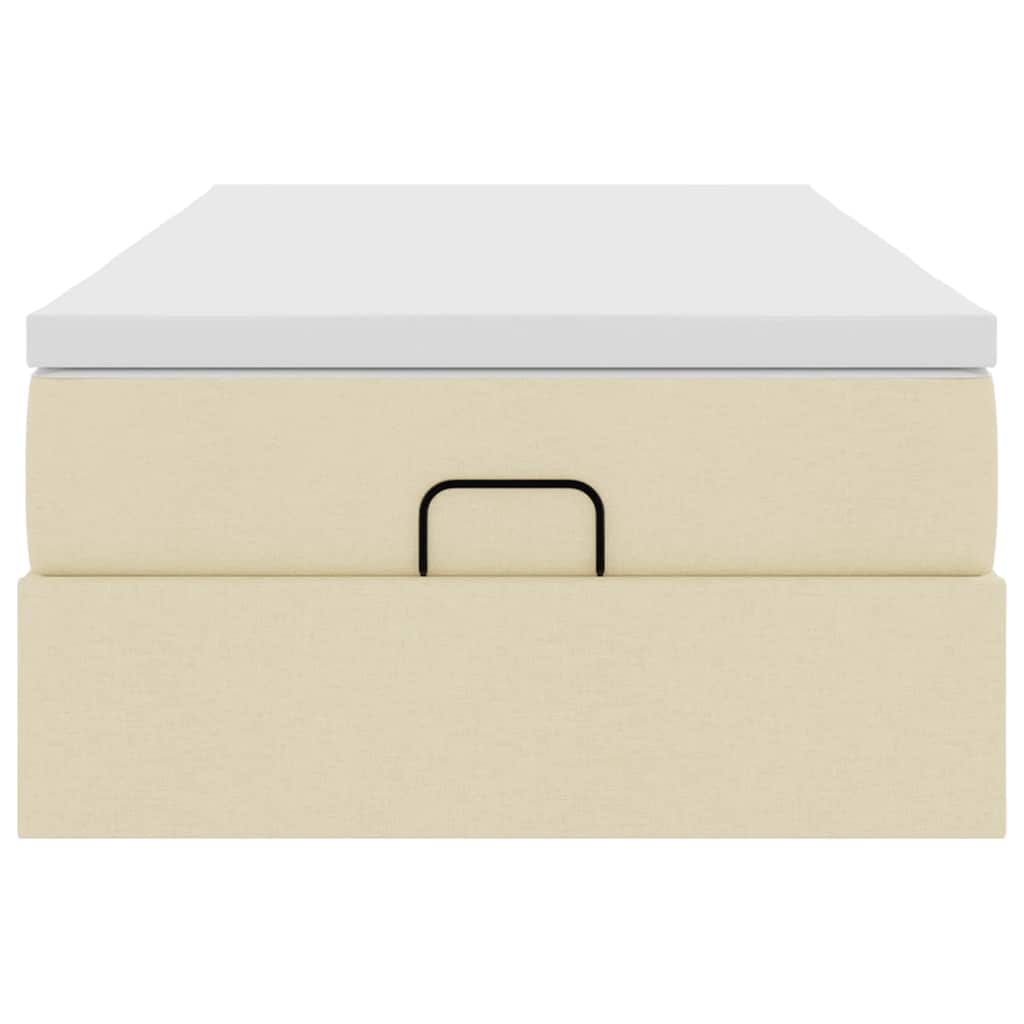 Cadre de lit ottoman avec matelas crème 80x200 cm tissu