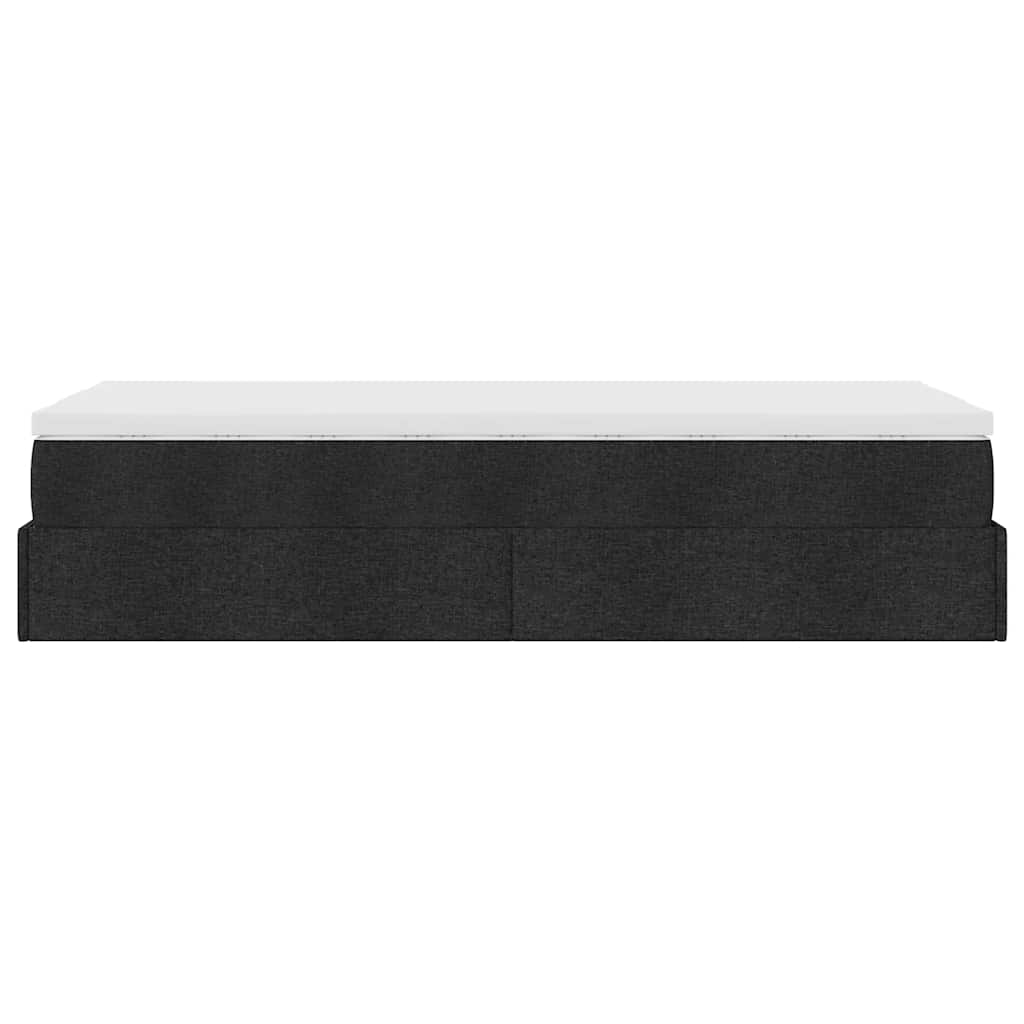 Cadre de lit ottoman avec matelas noir 90x190 cm tissu - XIOS